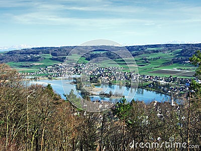 Panoramas from the viewpoint at Hohenklingen Castle, Stein am Rhein Stock Photo