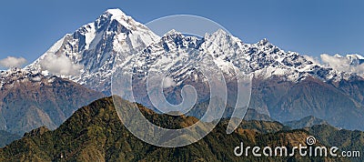 Panoramatic view from Jaljala pass of Dhaulagiri Stock Photo