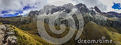 Panoramatic view of mountains of Cordillera Blanca in Peru Stock Photo