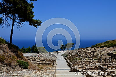 Ruins ancient city Kamiros, Rhodes Island, Greece, Europe Editorial Stock Photo