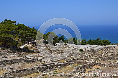 Ruins ancient city Kamiros, Rhodes Island, Greece, Europe Editorial Stock Photo