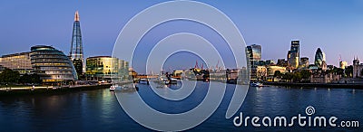 Panoramatic view of Thames river with modern London cityscape Stock Photo