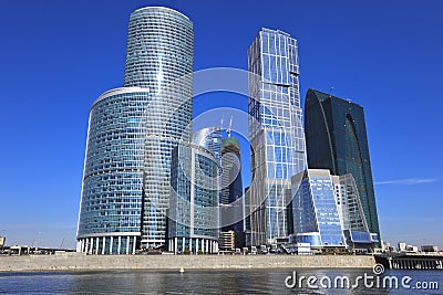 Panorame of business centre Moscow-city. Moscow Stock Photo