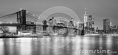 Panoramia of Brooklyn Bridge and Manhattan, New York City Editorial Stock Photo