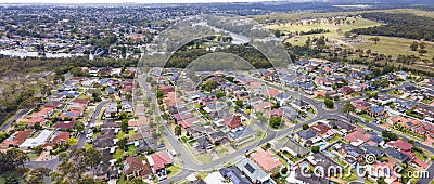 Panoramic aerial drone view of Voyager Point in South West Sydney, NSW Australia Stock Photo