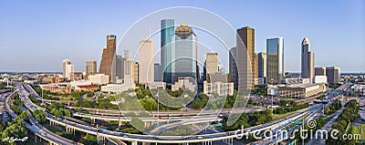Day light panoramic aerial view of Houston downtown cityscape Editorial Stock Photo