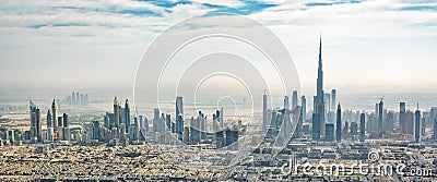 Panoramic aerial view of Dubai skyline, UAE Editorial Stock Photo