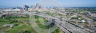 Panoramic aerial view Houston downtown and interstate 69 highway Stock Photo