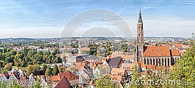 Panoramic aerial view of Landshut Stock Photo