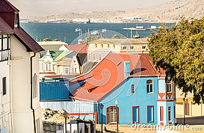 Panoramic aerial view of Luderitz houses - Architecture concept in Namibia Stock Photo