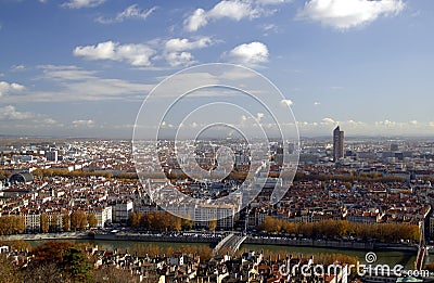 Panoramic aerial view at Lyon Stock Photo