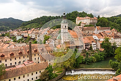 Panoramic aerial view of medieval old town of Skofja Loka, Slovenia Stock Photo