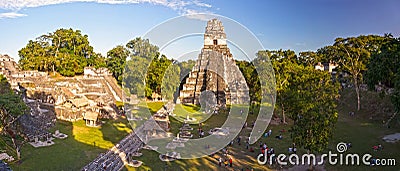Tourists in Tikal Ruins Guatemala Grand Plaza Unesco World Heritage Site Editorial Stock Photo