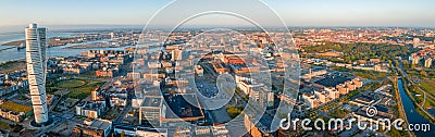 Panoramic aerial view of Vastra Hamnen district in Malmo Sweden Stock Photo