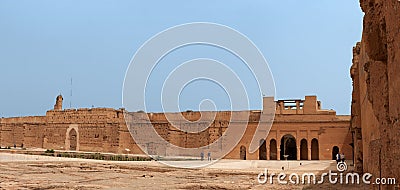 Panoramic of ancient ruins of the El Badi Palace. Editorial Stock Photo