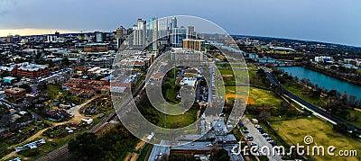 Panoramic Austin Texas Skyline View urban Industrial Grave Yard Stock Photo