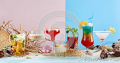 Panoramic banner with tropical cocktails Stock Photo