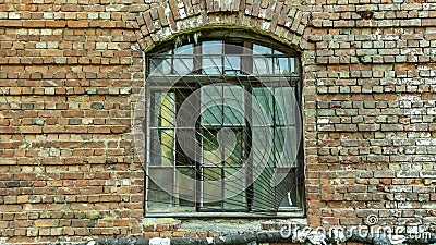 Panoramic broken Windows of an abandoned hospital Stock Photo