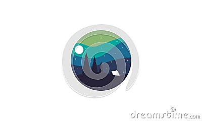 panoramic circle forest logo symbol icon vector graphic design illustration Vector Illustration