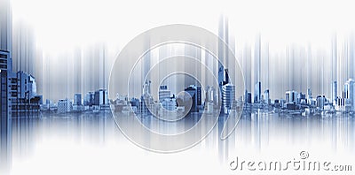 Panoramic city on black background, technology city connection Stock Photo