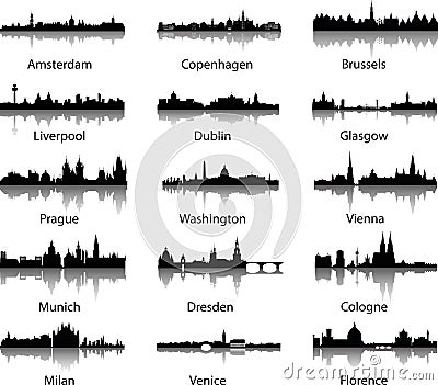 Panoramic city skylines Vector Illustration