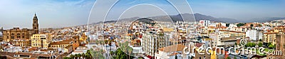 Panoramic cityscape of historic downtown with Malaga Cathedral. Malaga, Andalusia, Spain Editorial Stock Photo