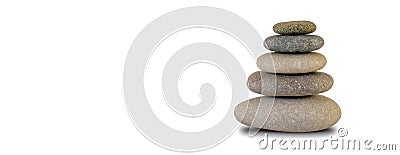 Panoramic closeup shot of a pile of stones on an isolated white background Stock Photo