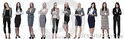 Panoramic collage of a group of successful young business women. Stock Photo