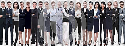 Panoramic collage of groups of successful employees. Stock Photo