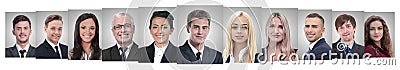 Panoramic collage of portraits of young entrepreneurs. Stock Photo