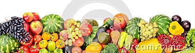 Panoramic collection fresh fruits and vegetables for skinali iso Stock Photo