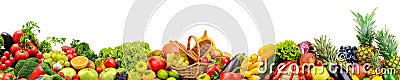 Panoramic collection fruits and vegetables for skinali isolated Stock Photo