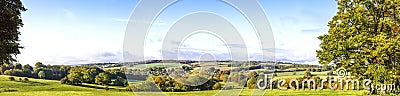 Panoramic Cotswold View, Gloucestershire, England Stock Photo