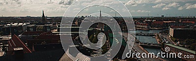 Panoramic crop of roofs of buildings Stock Photo