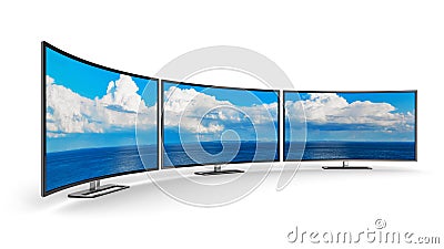Panoramic curved displays Stock Photo