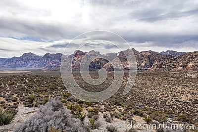 Panoramic Details of Red Rock Canyonâ€™s Rugged Terrain Stock Photo