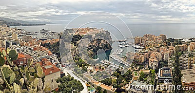 Panoramic fotograph of port Fontvielle, Monaco Stock Photo