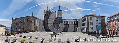 Panoramic full view at theAdro da SÃ© plaza, Cathedral of Viseu and GrÃ£o Vasco Museum, architectural icon of the city of Viseu Editorial Stock Photo