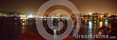 Panoramic of Geelong waterfront at Night Stock Photo