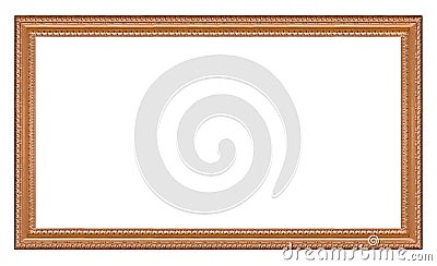 Panoramic golden frame for paintings, mirrors or photo Stock Photo