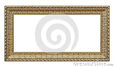 Panoramic golden frame for paintings, mirrors or photo Stock Photo