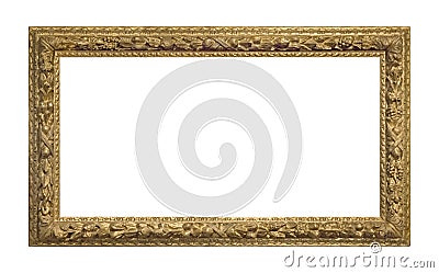 Panoramic golden frame for paintings, mirrors or photo Stock Photo