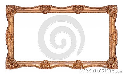 Panoramic golden frame for paintings, mirrors or photo Stock Photo
