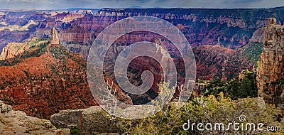 Panoramic of the Grand Canyon from the North Rim Imperial Point Stock Photo