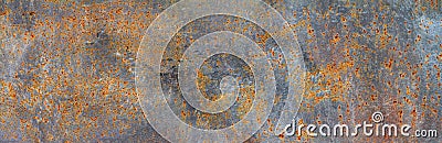 Panoramic grunge rusted metal texture, rust and oxidized metal background Stock Photo