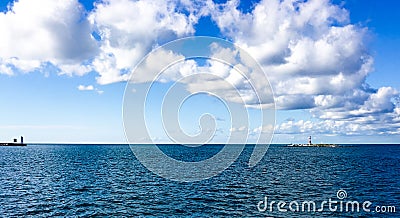 Panoramic Horizons of blue sea Stock Photo