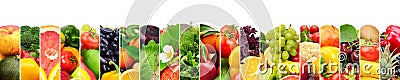 Panoramic image healthy fruits and vegetables in vertical strip Stock Photo