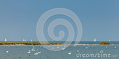 Panoramic image of the IJsselmeer lake in The Netherlands Stock Photo