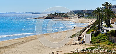 Panoramic image Mil Palmeras Costa Blanca beach. Spain Stock Photo