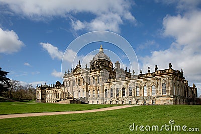 Panoramic landscape of Castle Howard Stately Home in the Howardian Hills Editorial Stock Photo